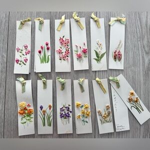 Vintage Bridge Tally Cards Hand Crafted Raised Flowers